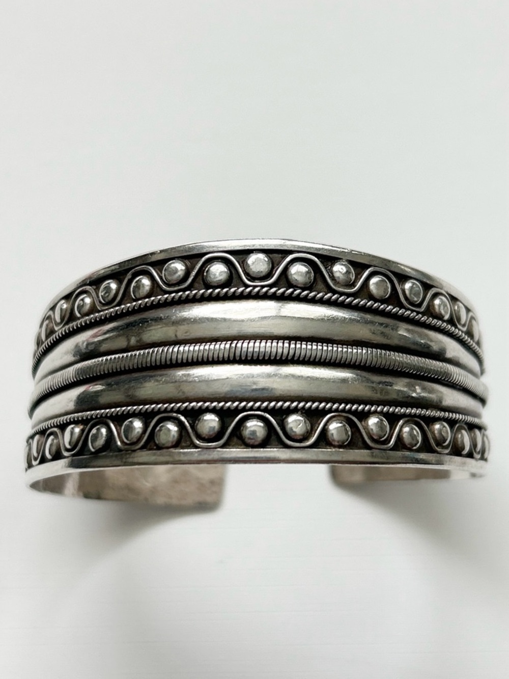 Vintage Moroccan Berber Sterling Silver Cuff Bracelet